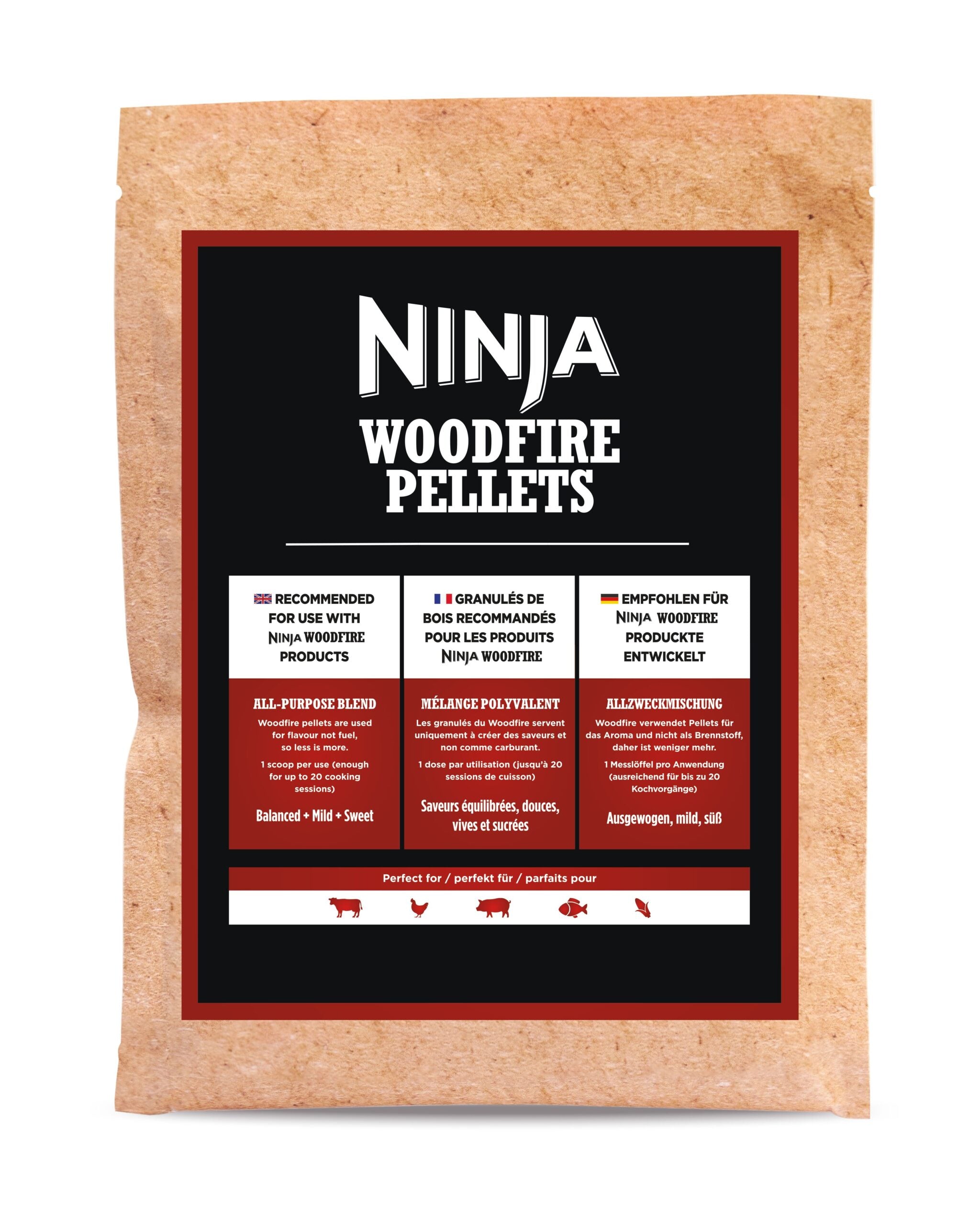 Ninja Woodfire Pelety; Zmes čerešne, javora a duba; 900g (Na 20 použití)